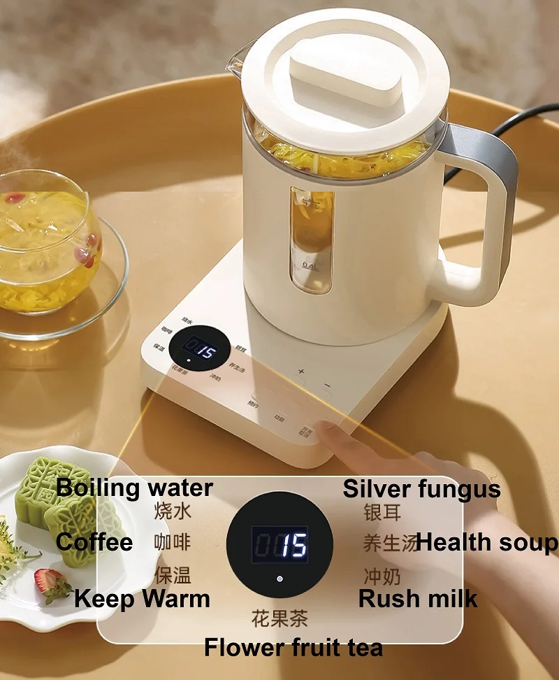 110 فولت/220 فولت وعاء الصحة متعددة الوظائف غلاية كهربائية التحكم في درجة الحرارة الزجاج زهرة إبريق الشاي موعد الحساء يغلي غلاية 1.2L