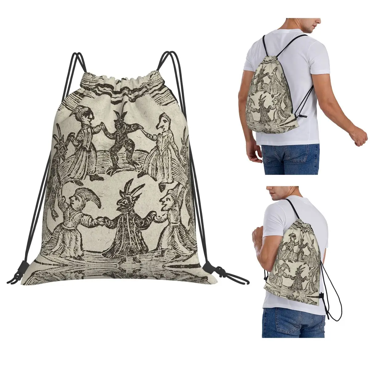 Witches Circle Dance Backpacks Fashion Drawstring Bags Shoes Bag Book Bags for Travel Students