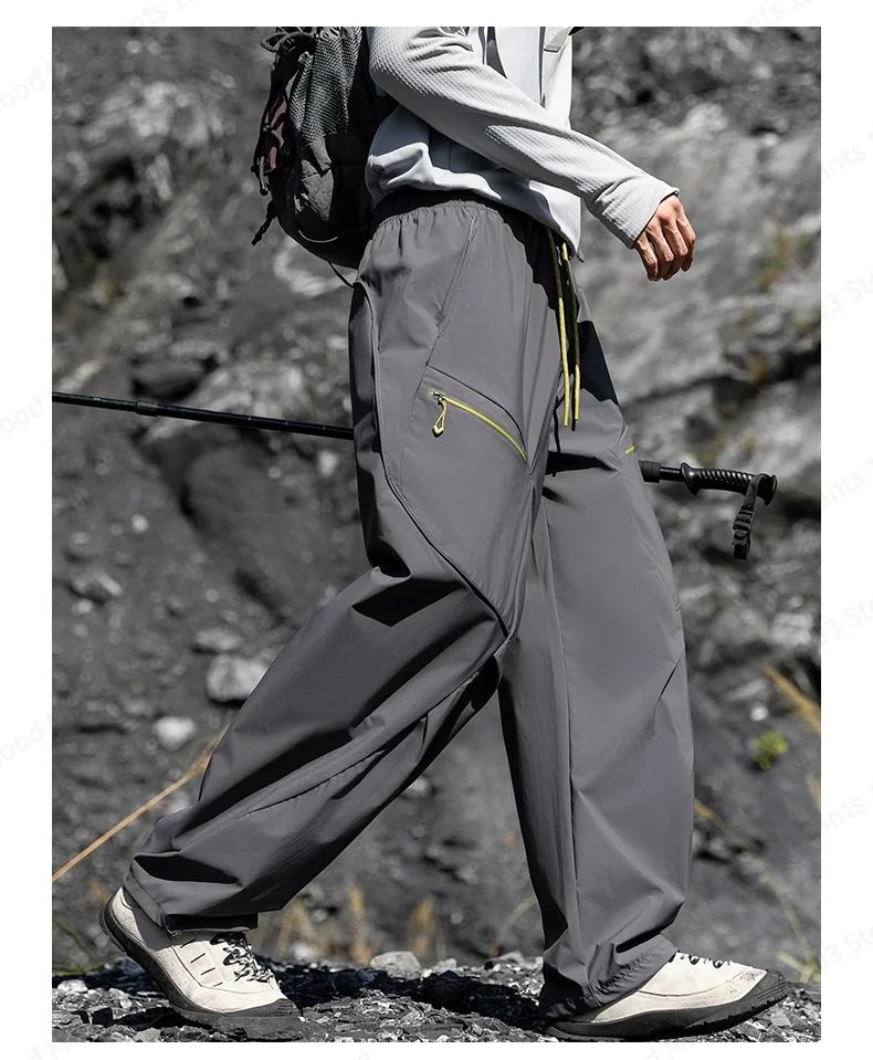 Herbstliche Koreanische Patchwork-Hose, Wind- und Wasserdicht, für Outdoor-Wanderungen und Freizeit, für Damen und Herren, Gerade Geschnittene Weite Sport-Hose – Detail 16