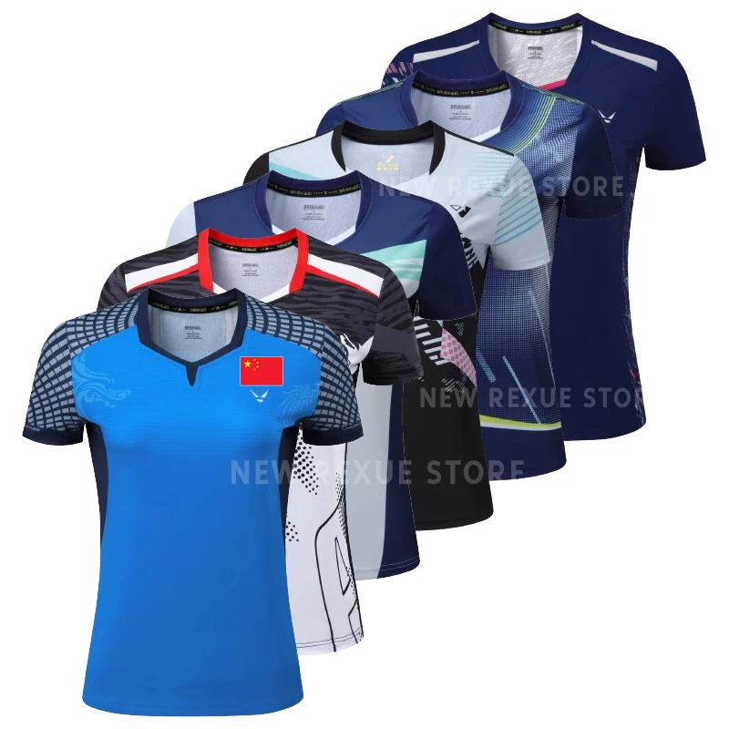 Women Tennis Ping Pong T-shirt Short Sleeve Sports Tops Quick Dry Couple Family Summer Badminton Volleyball Jersey