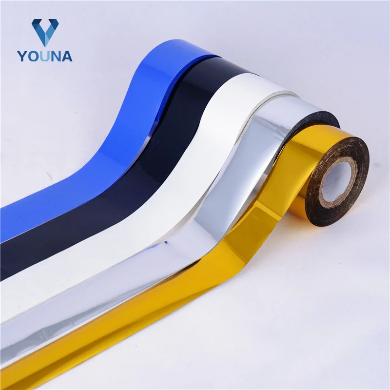 30mm*100m 160pcs/Case Colorful Printing Ink Ribbon White Red Blue Green Yellow Golden Sliver Thermal Hot Coding Foil Roll