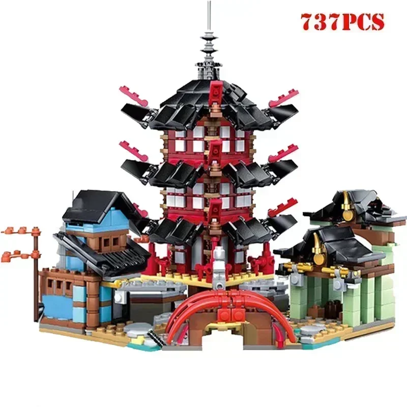 MOC Temple of Airjitzu and Dragon Building Blocks Fit 70612 Bricks Kids Educational Toys