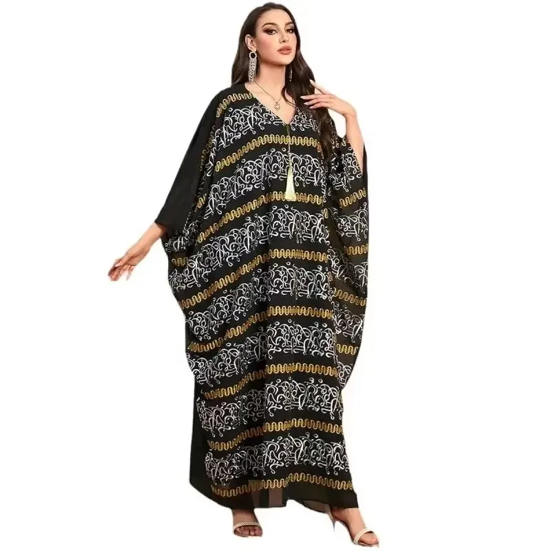 

Eid Ramadan Abayas for Women Muslim Batwing Embroidery Maxi Dress Turkey Kaftan Djellaba Caftan Marocain Femme Islam Jalabiya