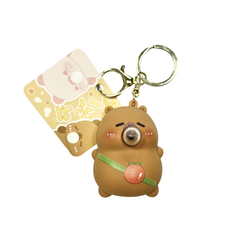 سلسلة مفاتيح Miniso المتقدمة ذات التأثير الفقاعي، قلادة حقيبة مدرسية، سلسلة مفاتيح هدية صغيرة لعادم تخفيض الضغط