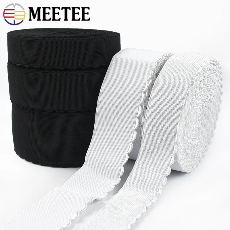 

5/10/20M Meetee 10-50mm Nylon Elastic Bands Sewing Bra Strap Underwear Lace Rubber Band Garment Stretch Ribbon Tape Accessories