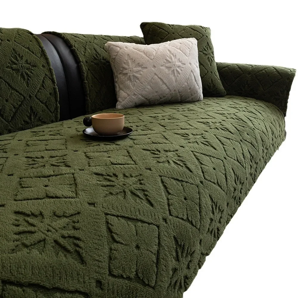 Soft Cotton Velvet And Non-Slip Thickening Sofa Cover Cushion Plush For Living Room Sofa Cover Universal Solid Color Towel Seat 썸네일 2