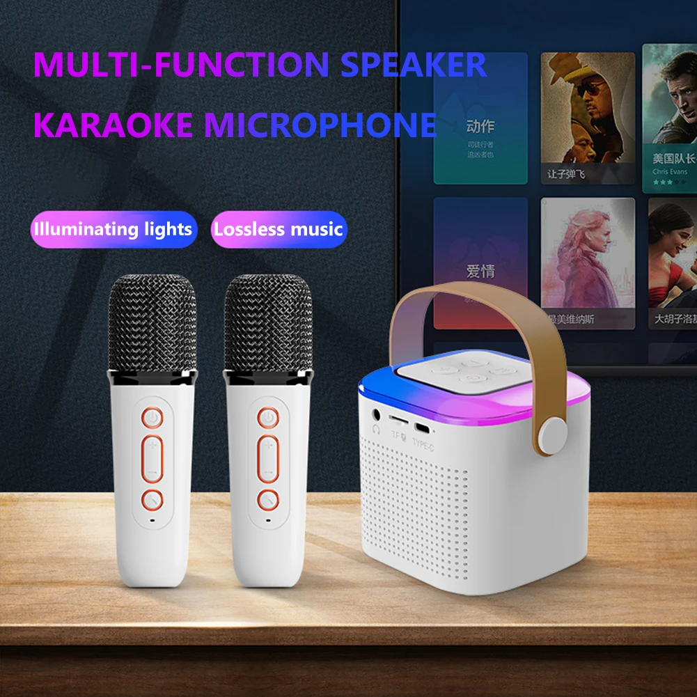 Y1 Professional wireless microphone RGB Colorful Light Singing Karaoke Speaker Bluetooth-Compatible 5.3 Support 3.5mm Earphone