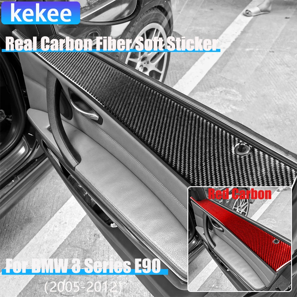 

Real Carbon Fiber Car Accessories Front Door Window Cover Sticker For BMW 3 Series E90 2005 2006 2007 2008 2009 2010 2011 2012