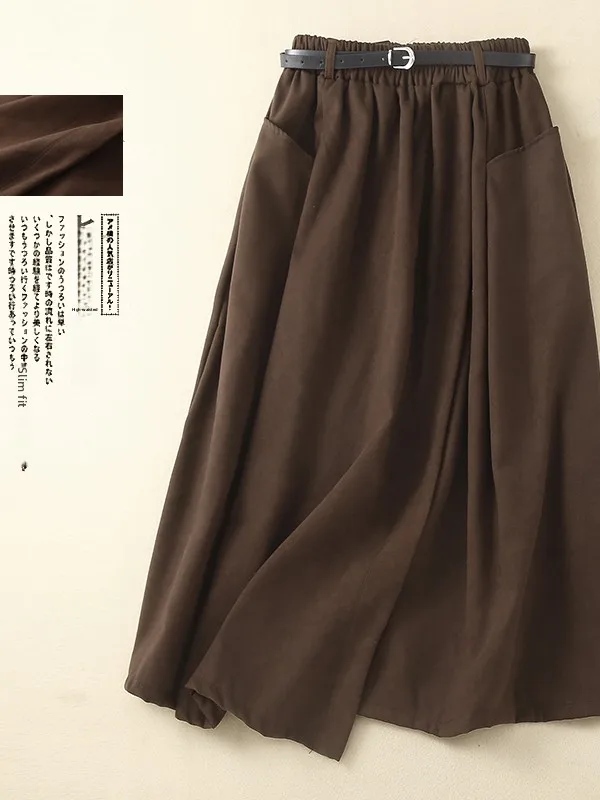 Retro Elastic Waist Midi Skirt Women's Fashionable A-Line Long Dress Casual Style Versatile Mid-Length Autumn Collection