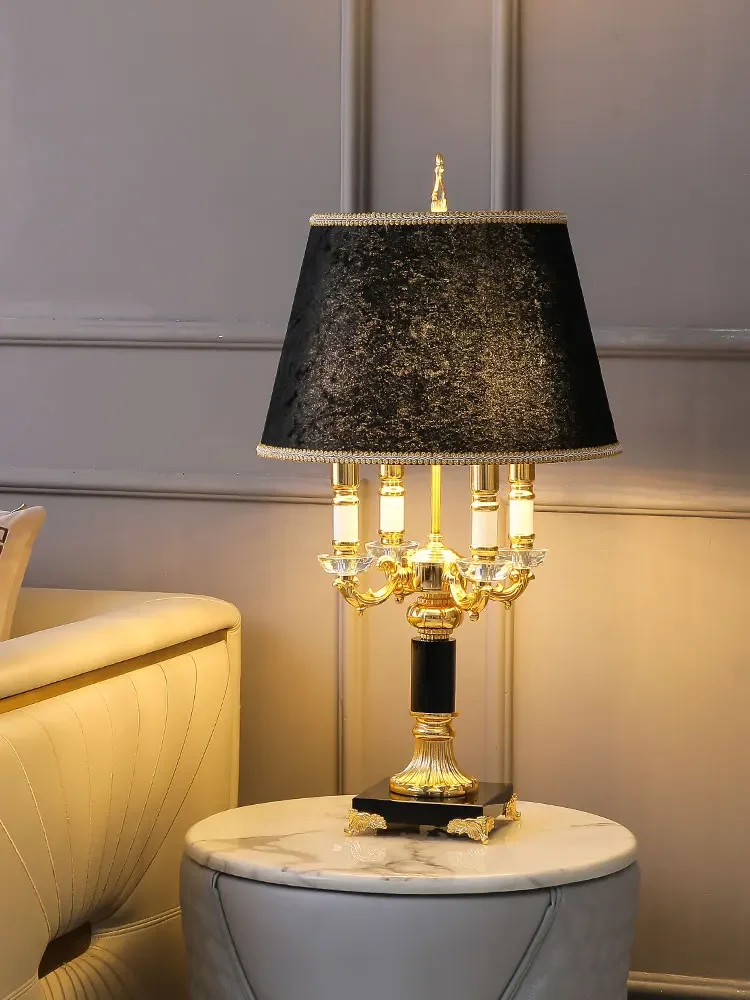 High quality Luxury fashion black crystal table lamp bedroom bedside  s brief modern decoration led