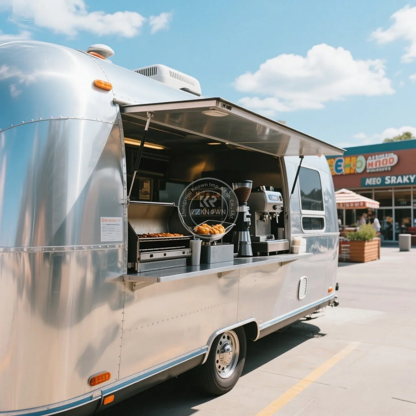 

Europe Standard Air Stream Food Truck with Full Kitchen Concession Bbq Food Trailer with Porch Fully Equipped Custom Food Truck