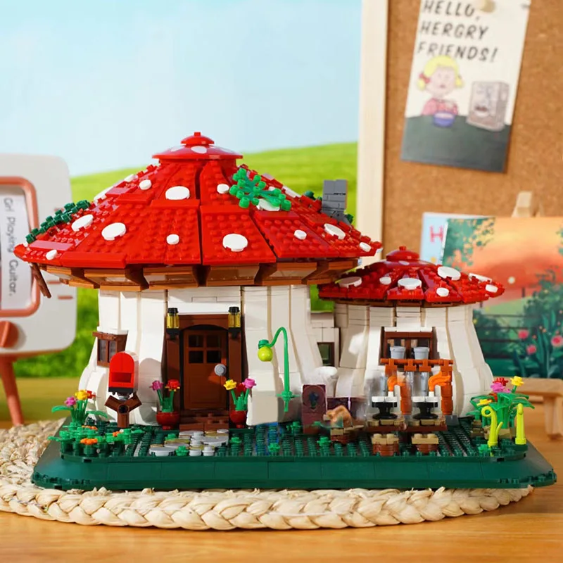 

2233PCS Fairy Tale Mushroom House Building Blocks Village Architecture Micro Mini Assemble Bricks Story Toys Christmas Girl Gift