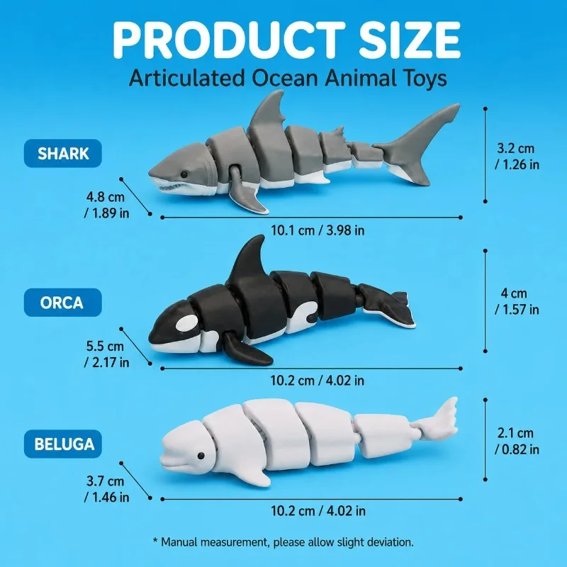 3D Printed Marine Animal Ornament Simulation Shark Killer Whale Sawfish Beluga Model Home Desktop Decoration Creative Gift for F - view 3