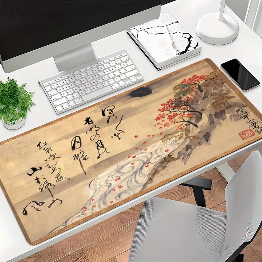 Mousepad Ukiyo E Ancient Beauty Figure With Calligraphy Pattern Laptop Office Desktop Bedroom Learning Pad