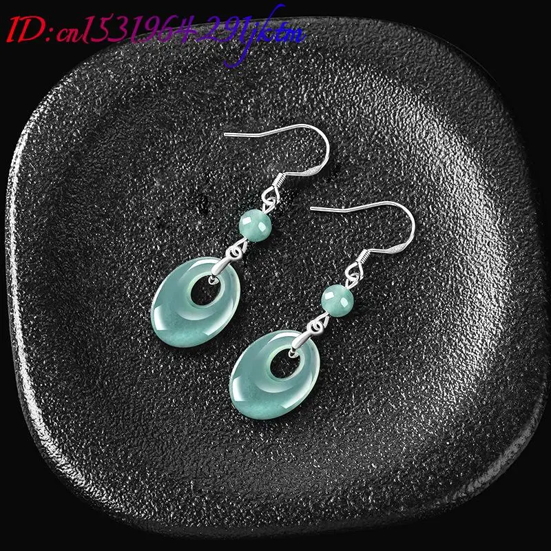 Myanmar Jadeite Ring Earrings 925 Silver Gifts for Women Natural Jewelry Accessories Carved Gemstone Real Jade Talismans view 3