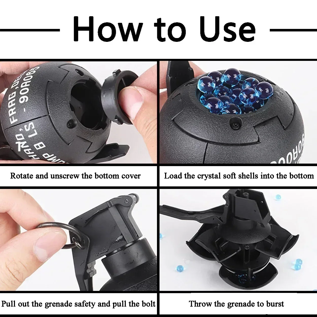 1/2Pcs Tactical Grenade Model Toy, M67 Burst Grenade, Military Smoke Grenade Model, for Gun Bccessories Hunting CS