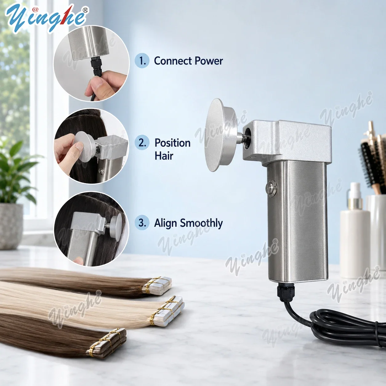 Professional Auto Hair Aligner for Salons, Slider Pro Hair Organizer for Bulk Straightening, Portable Stainless Steel Hair Tool