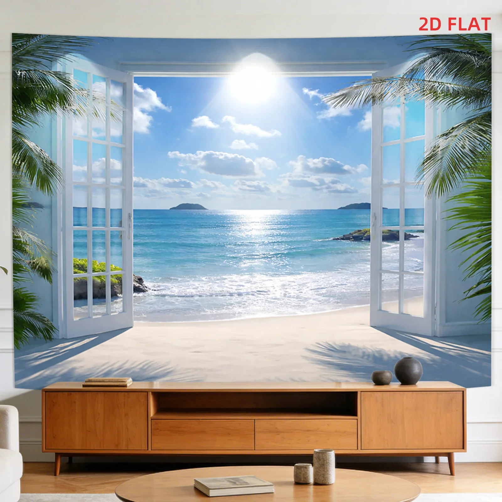 Premium Large Tropical Beach Mural Tapestry Wall Decor Coastal Ocean Paradise Backdrop Blue Sky Wallpaper Art Printing Room