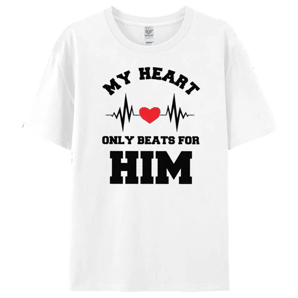 قلبي فقط يدق له أو قميصها عيد الحب الأزواج التي شيرت الرجال النساء عارضة البلوز الذكرى الملابس التذكارية