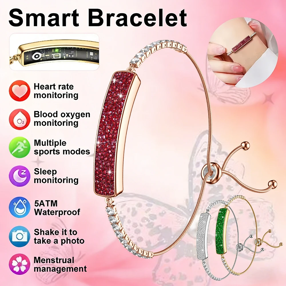 

Модный роскошный женский смарт-браслет с Bluetooth, водонепроницаемый фитнес-трекер, монитор сердечного ритма, уровня кислорода в крови, умные часы для здоровья