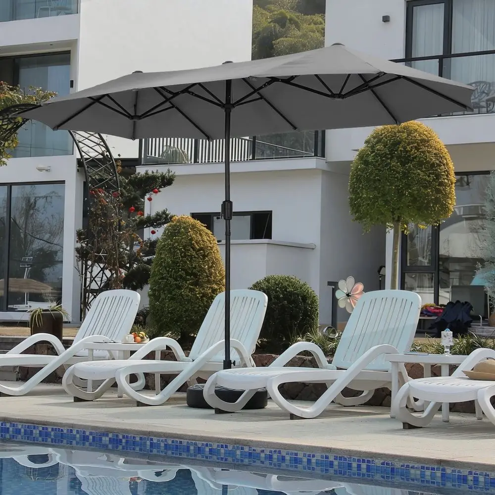 

13t Patio Umbrella,Extra Large Umbrella with Crank, or Outdoor, Market, Beach, Garden, Yard, Party, Gray