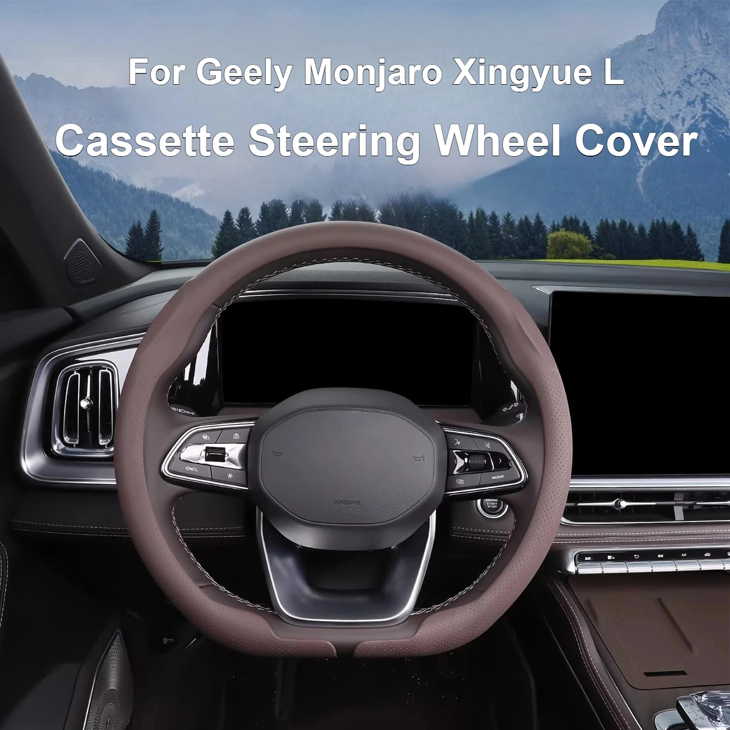 

For Geely Monjaro Xingyue L 2021-2026 Steering Wheel Cover Nappa Leather Anti-Slip Ultra-Thin Slip-On Steering Wheel Accessory