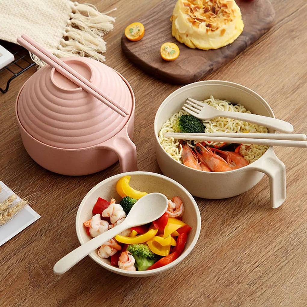 Microwave Ramen Bowl Set With Chopsticks Spoon And Fork Complete Meal Solution Instant Noodle Bowl