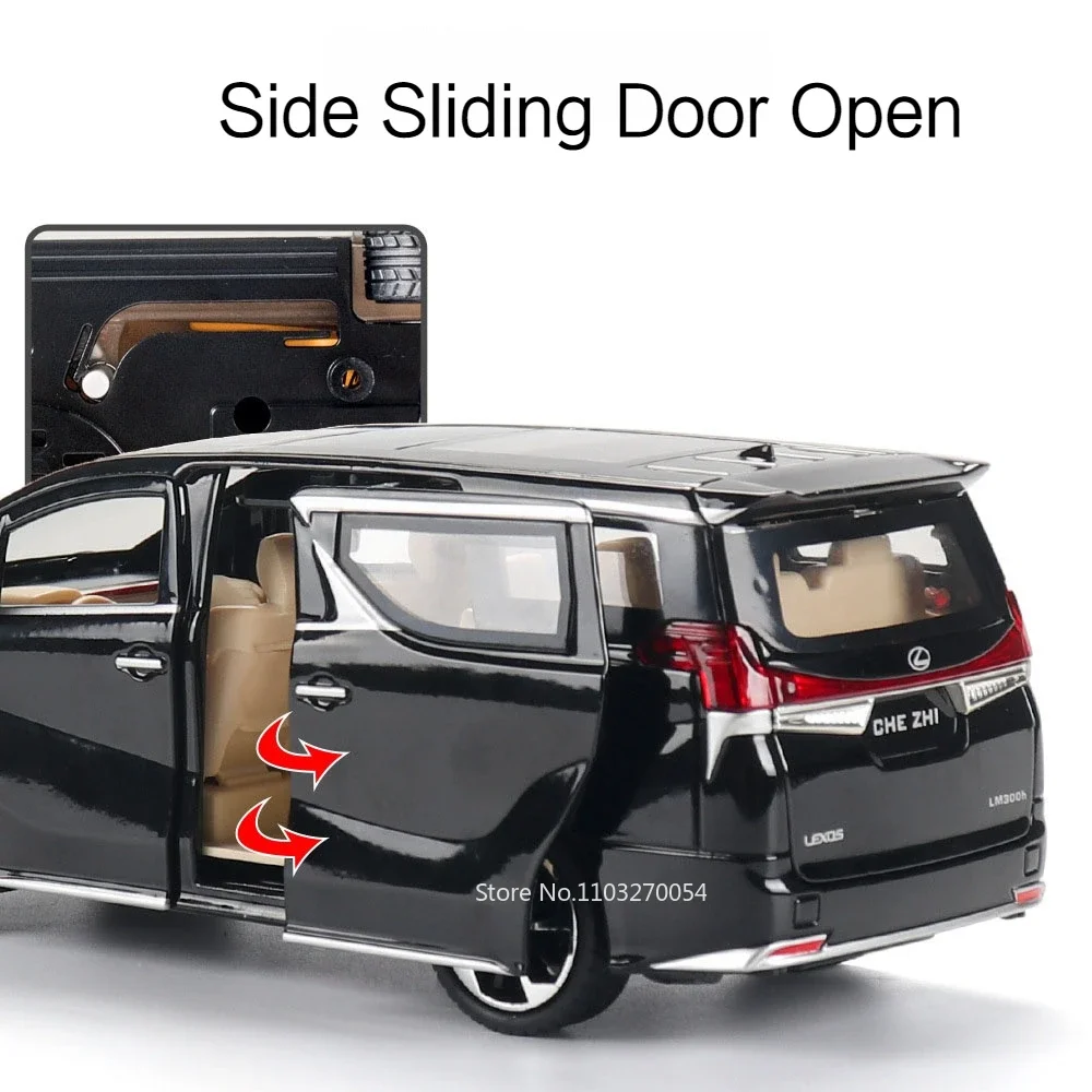Maßstab 1:24 LM300H LX600 Modellauto Spielzeug Legierung Druckguss MPV Türen geöffnet mit Sound Licht zurückziehen Fahrzeuge dekorative Sammlerstücke