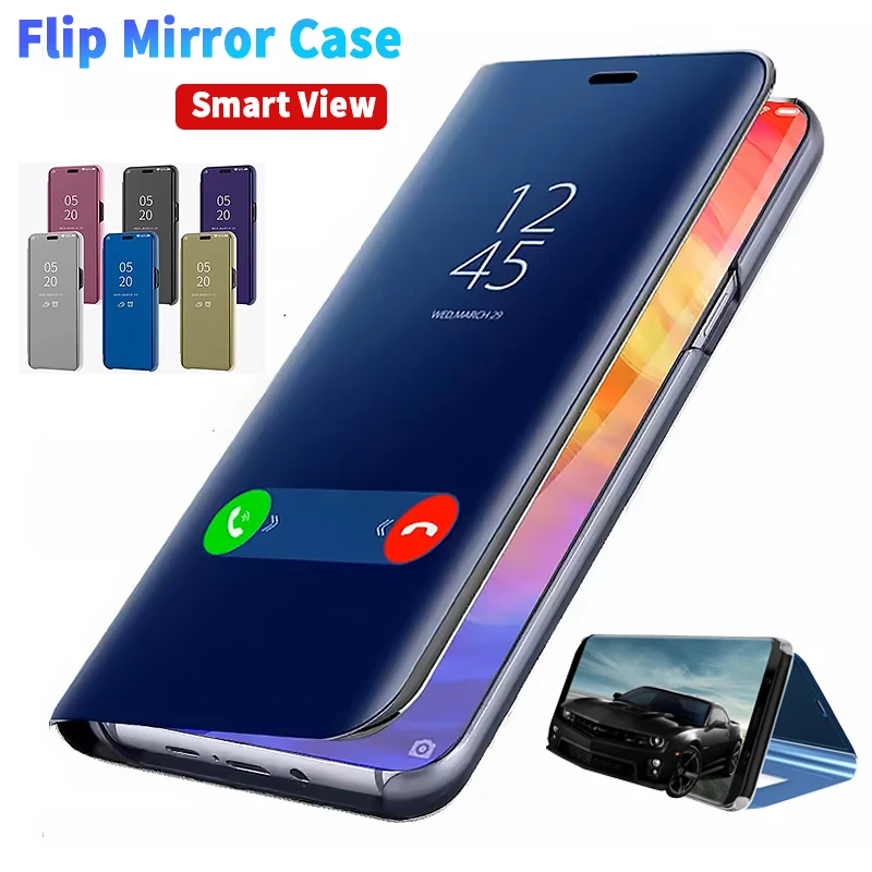 Clear View Mirror Hard PC Coque For Samsung Galaxy A06 A16 A26 A36 A56 5G Case Leather Flip Fold KickStand Shockproof Back Cover