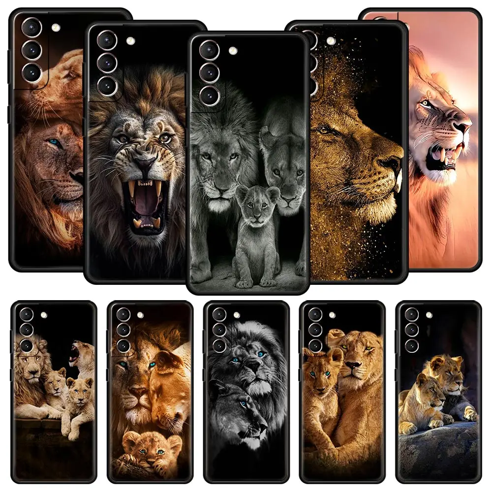 Funda Protectora para Teléfono Samsung Galaxy S26 S25 S24 S23 S22 S20 S21 FE Ultra Plus S25 Edge 5G, Carcasa Suave de TPU con Diseño de León Alfa y Cachorro