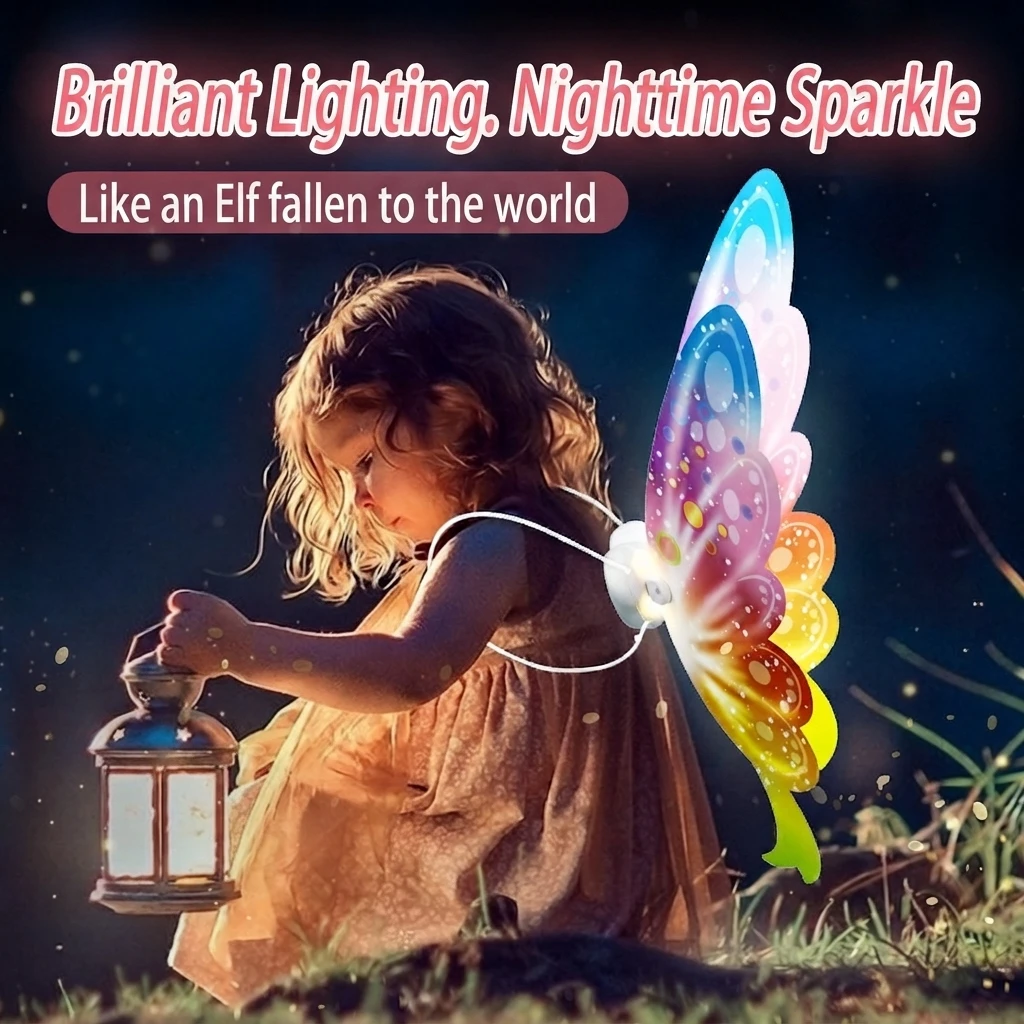Electric Luminous Mecha Fairy Wings Toy Kids Flashing Light Up Cosplay Party Dress‑up Backpack Toy