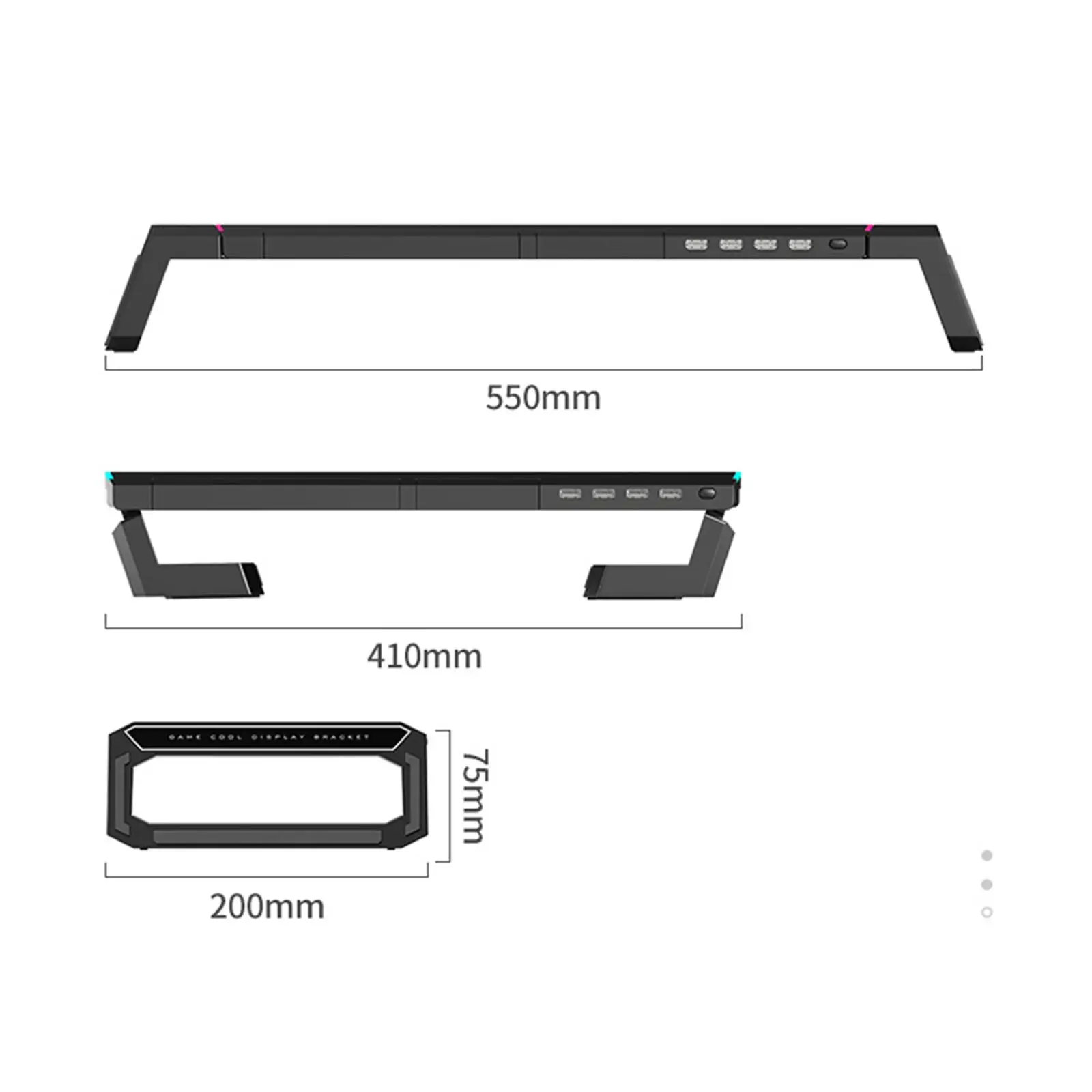 Desktop-Computer Monitor Stand Riser Halterung RGB 4 USB-Tastatur ablage