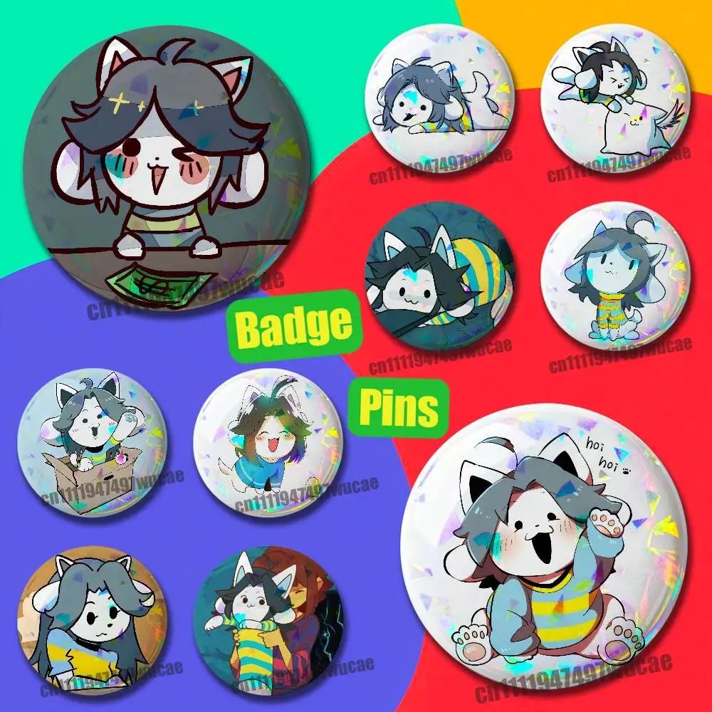 For U-Undertale Temmie Emblem Custom Pin Insignia Badge Cover Decoration 32mm 75mm Laser Film
