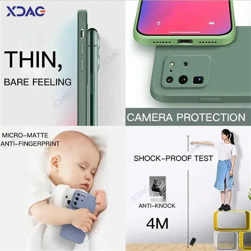Original Mobile Phone Cover for Samsung Galaxy S20 FE Plus Ultra SamsungS20Ultra S20Plus 5G Soft Square Liquid Silicone Case Bag