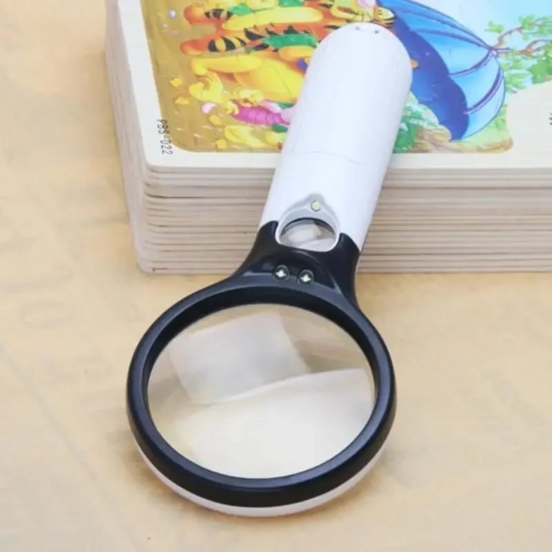 45X Handheld Reading Magnifying Glass Illuminated Magnifier Microscope Lens Jewelry Watch Loupe Magnifier With 3 LED