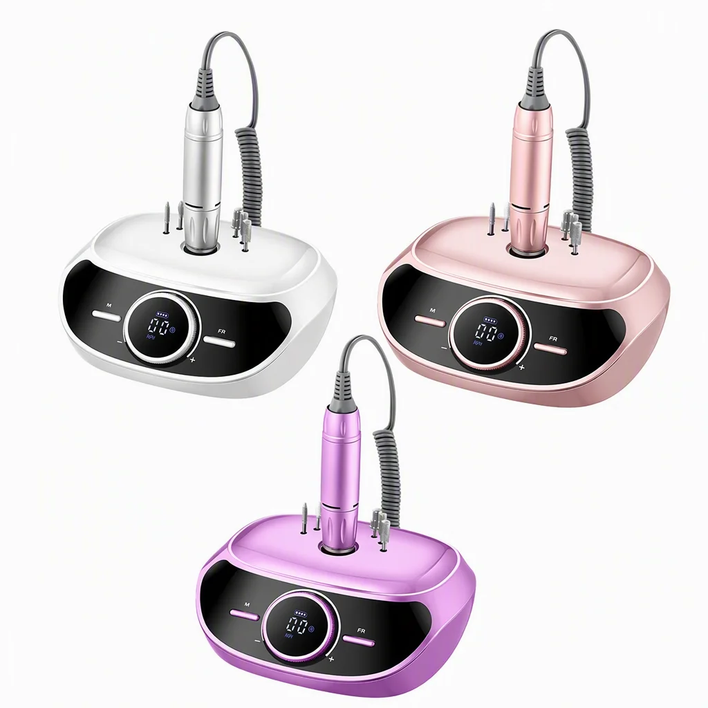 Desktop Nail Drill 35000RPM Professional Rechargeable Electric Nail File Efile Acrylic Gel Nails Manicure Pedicure Salon Kit