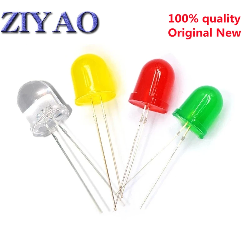 10Pcs F10 10MM LED Emitting Diode Red White Yellow Green Blue 3V DIY PCB Circuit Transparent Diffused Arduino Bulb