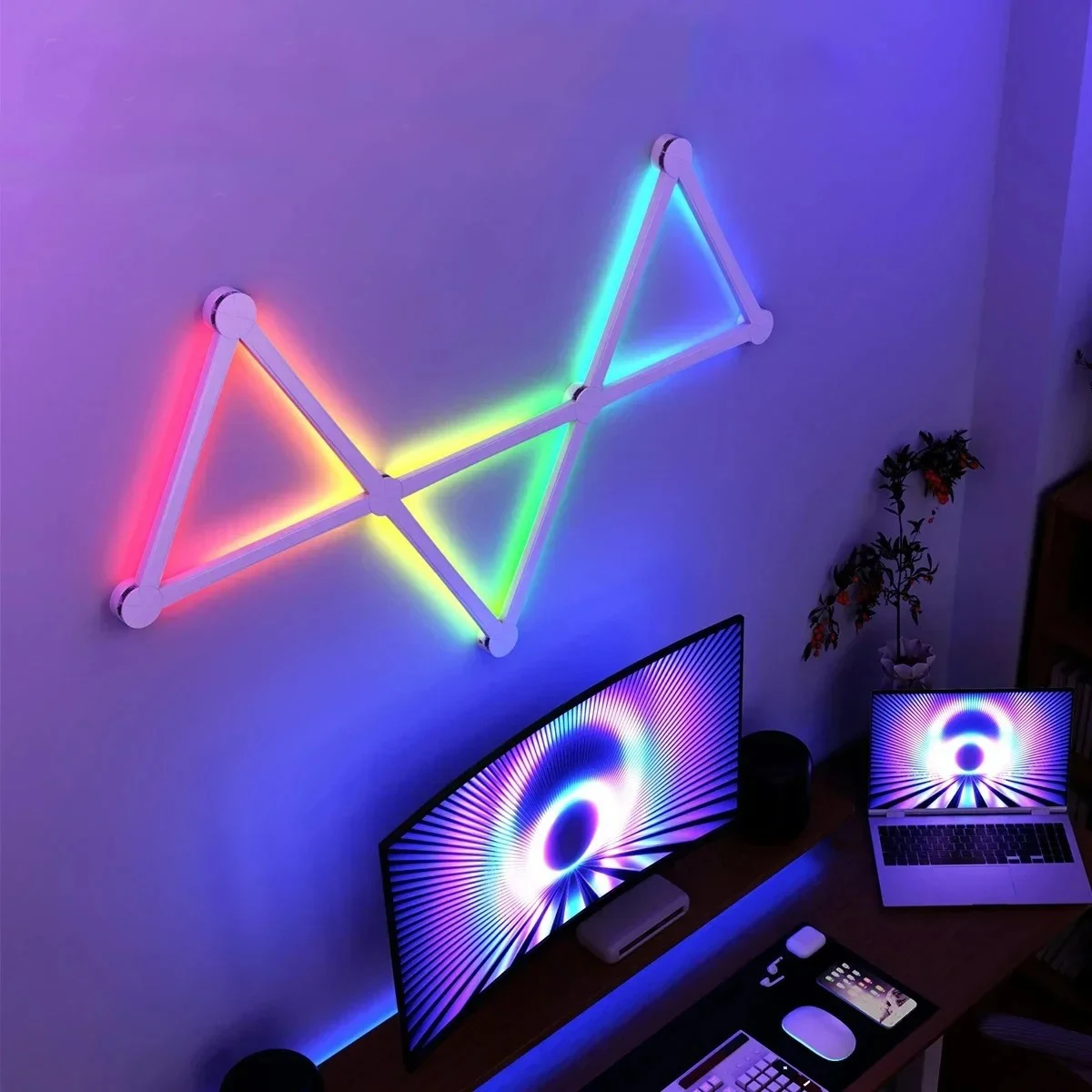 

Умный светодиодный настенный светильник USB DIY: атмосферная ночная подсветка RGB с музыкальным ритмом для декора спальни и игровой комнаты