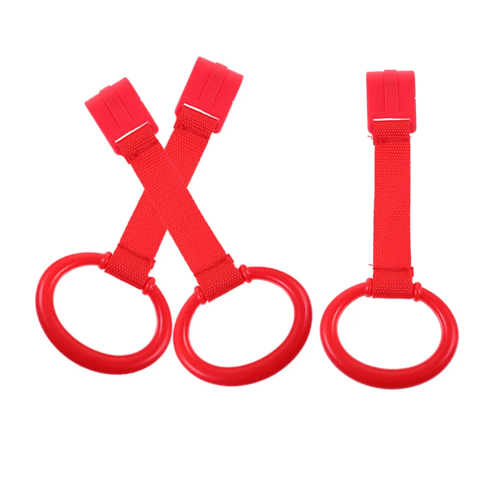 3Pcs Baby Pull Up Rings Plastic Webbing Material Smooth Safe Design for Crib Stroller Playpen Travel Bed Portable Toddler