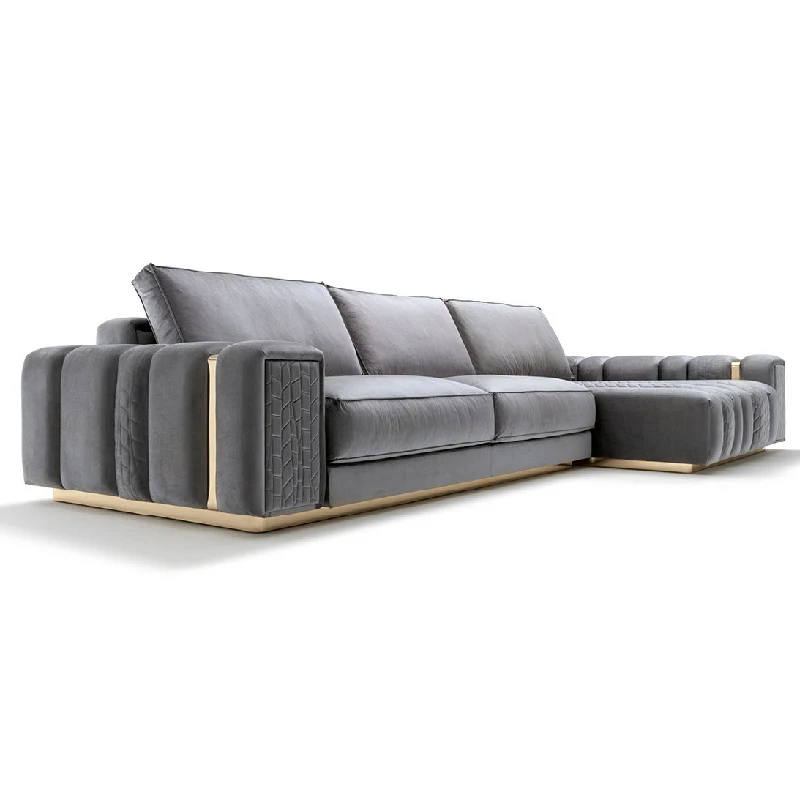 

New Nubuck Fabric Design Lounge Sofa Set Living Room Furniture Metal Modern Luxury Sofa Set