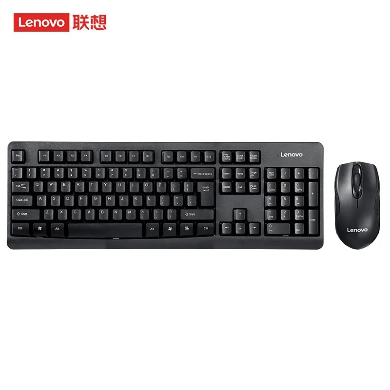 Lenovo Wireless Keyboard and Mouse Combos KN101 Full Size Keyboard Ergonomic Rugged 10m Range Wireless Transmission