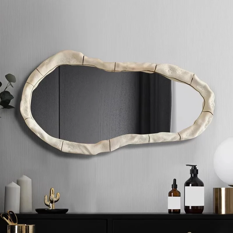 Nordic luxury mirror washbasin bathroom bathroom mirror wall hanging irregular vanitymirror art creative decorative mirror home