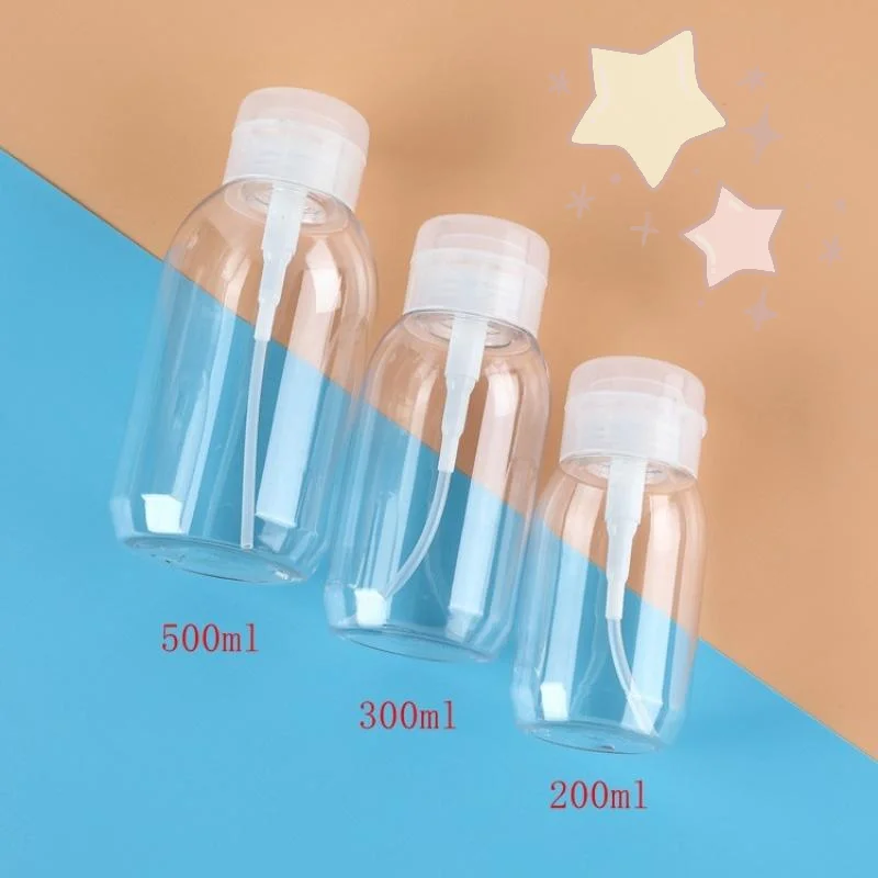 200/300/500 ミリリットル詰め替え可能なプッシュ式ポンプディスペンサーボトル空のマニキュアメイク落とし液体保管用