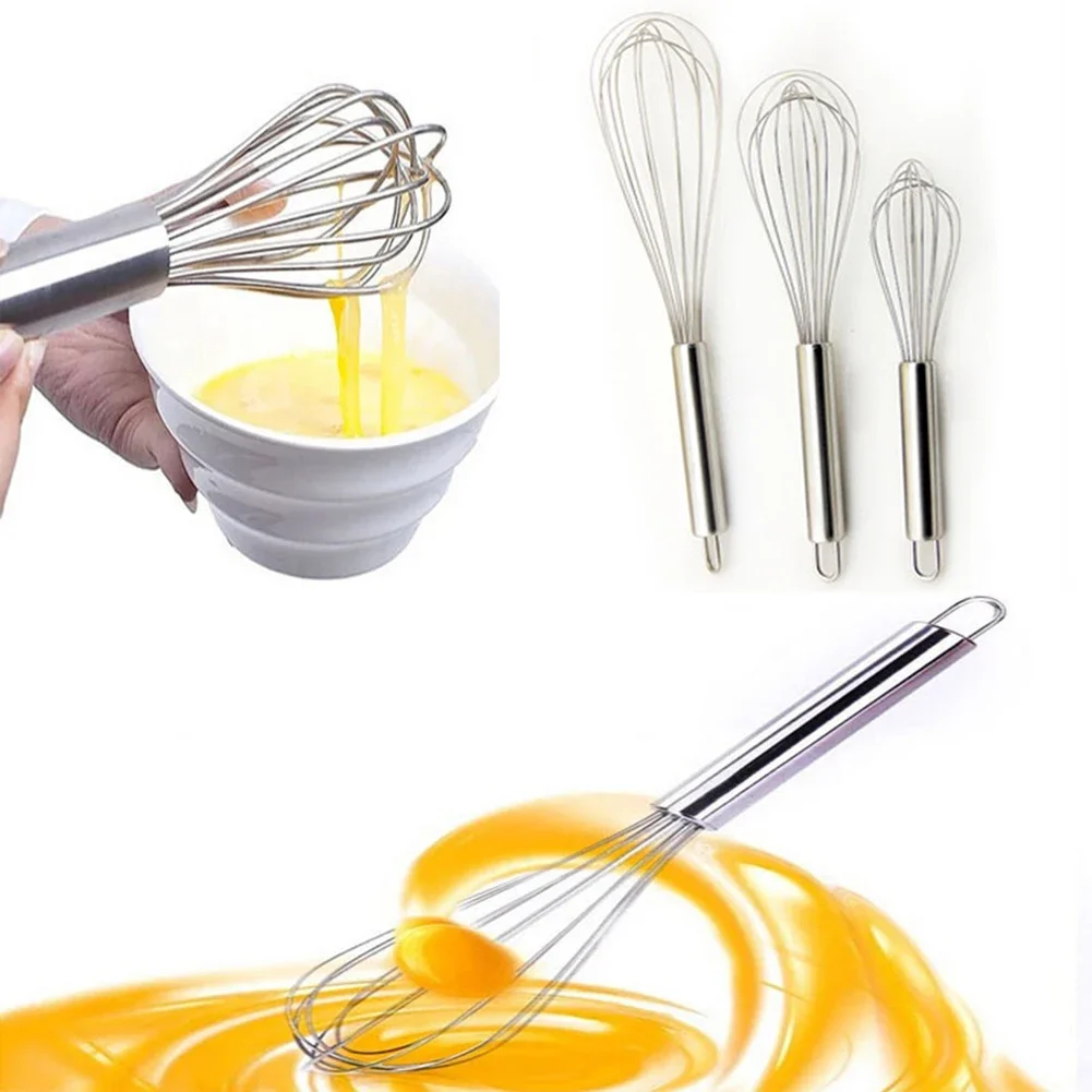 6/8/10/12 Inches Stainless Steel Balloon Wire Whisk Manual Egg Beater Mixer Kitchen Baking Utensil Milk Cream Butter Whisk Mixer