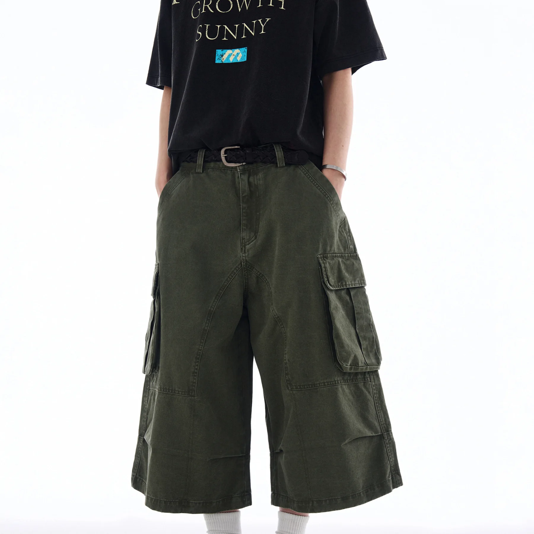Street Trendy Brand Old Tooling Shorts Men's Loose Casual Multi-pocket Cropped Pants