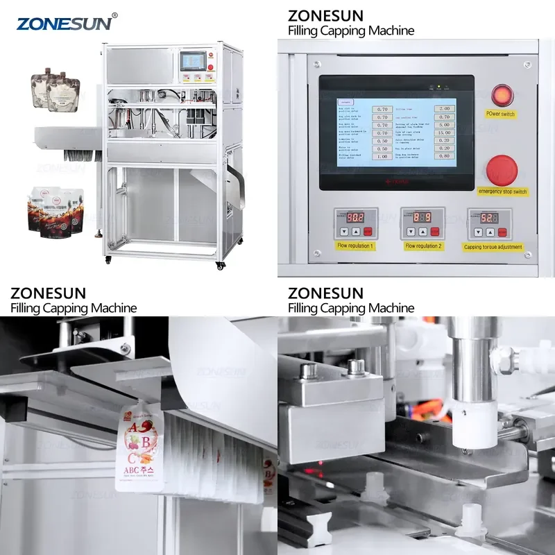 2026 CE ZS-ASP2 Automatic Double Head Magnetic Pump Liquid Detergent Juice Beverage Spout Pouch Filling Capping