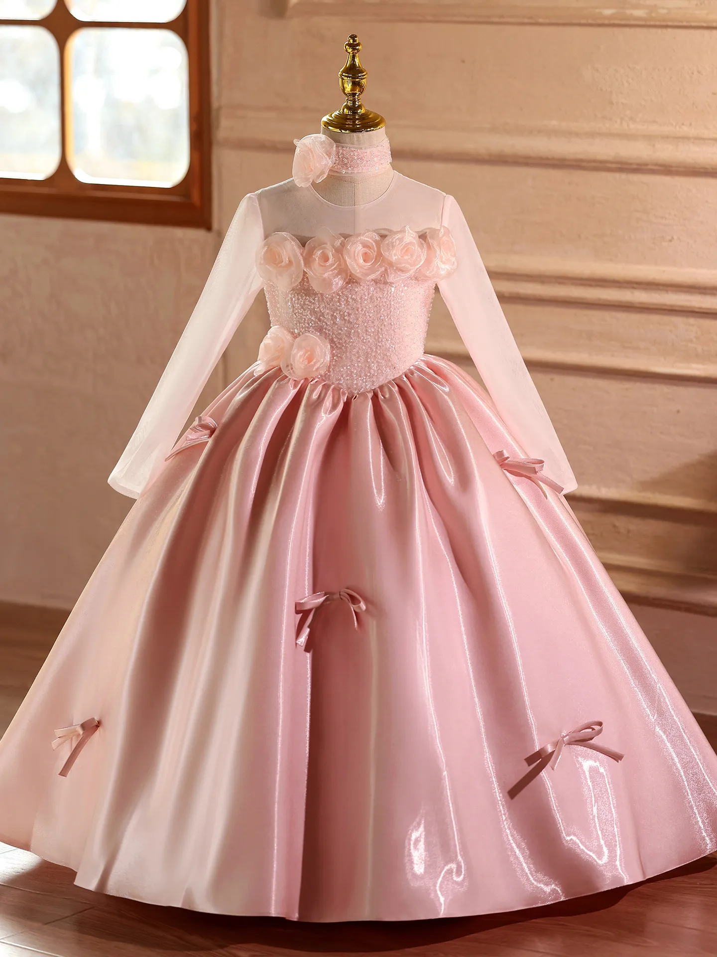 JDY Custom Princ Sle Birthday Cake Cutting Ceremony Dr Children's Performance Costume Flower Girl Piano Concert Puffy Skirt