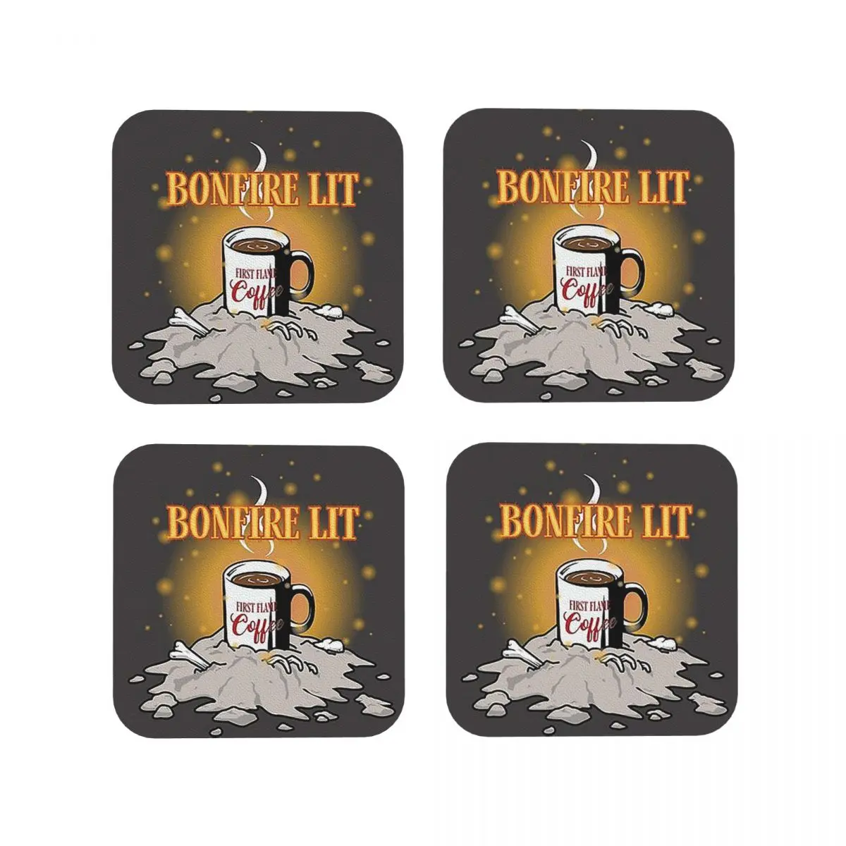 First Flam Coasters Kitchen Placemats Waterproof Insulation Cup Coffee Mats For Decor Home Tableware Pads Set of 4