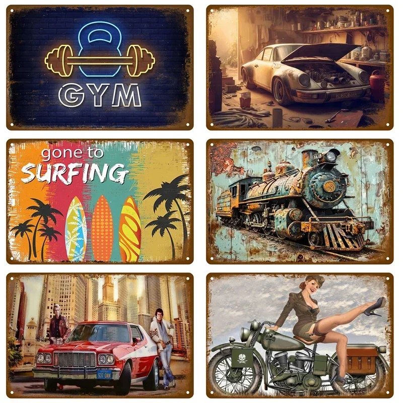 

Retro Plates Tin Sign Poster Man Cave Metal Sign Room Vintage Metal Plate Home Decoration Luxury Wall Decor Items Art Mural Bar