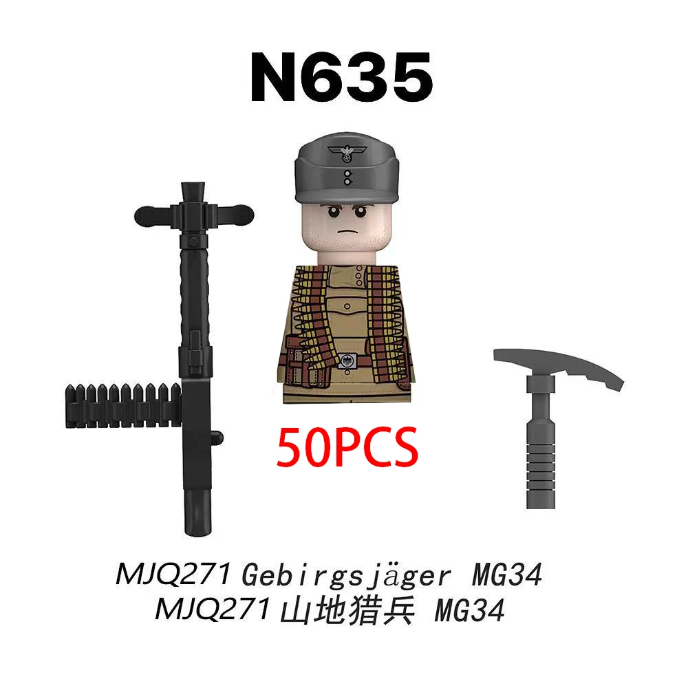 100PCS/50PCS Mountain Sniper Militaire Bouwstenen Minifiguurtje Met Geweer Oorlog Soldaat Action Figure Speelgoed Collectible Model